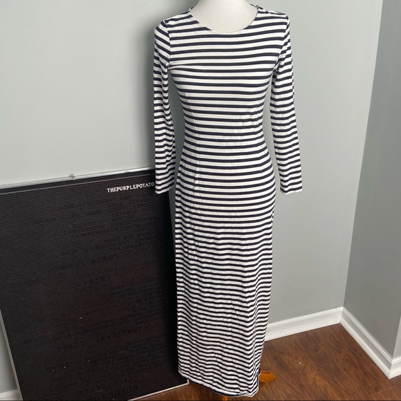 J.Crew Collection Navy & White Striped Maxi Dress - Picture 3 of 10